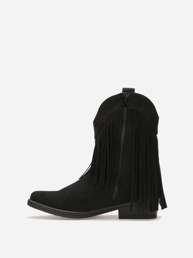 Bottines santiags noires à franges