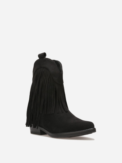 Bottines santiags noires à franges