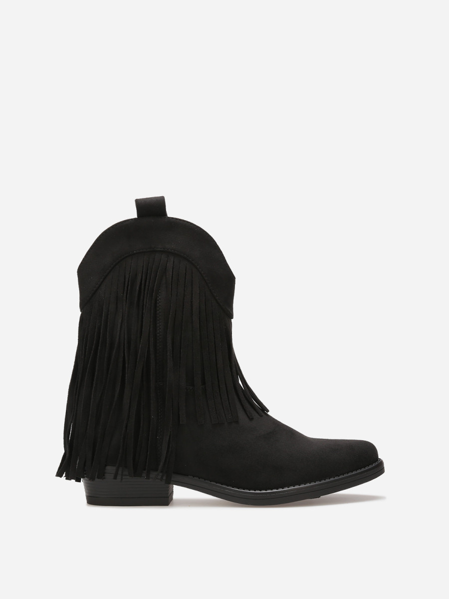 Bottines santiags noires à franges