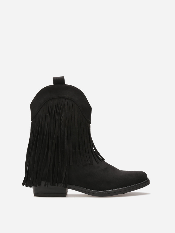 Bottines santiags noires à franges