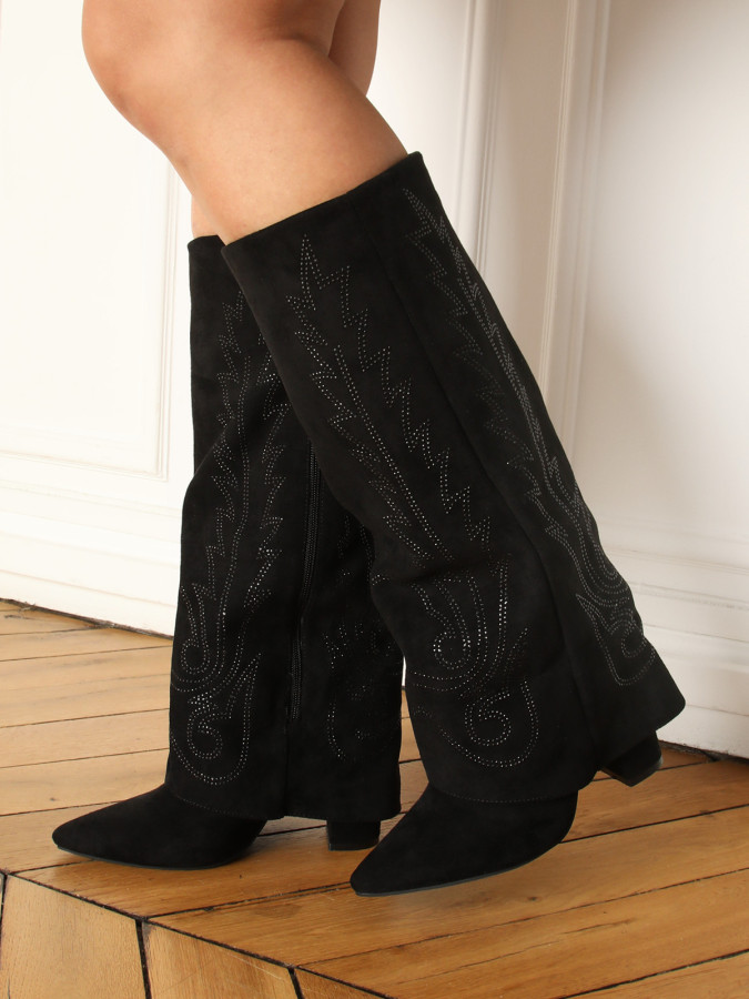 Santiags à revers avec strass