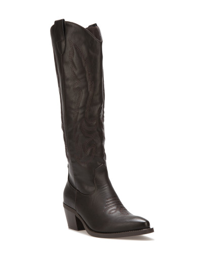 Bottes santiags hautes marron à motifs