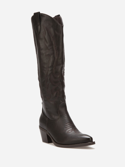 Bottes santiags hautes marron à motifs