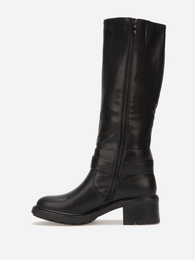 Bottes noires à talon et bride ceinture