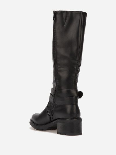 Bottes noires à talon et bride ceinture