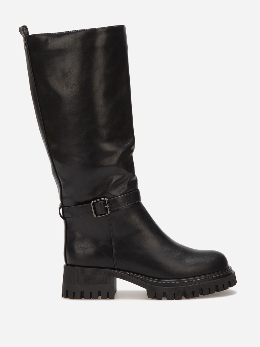 Bottes crantées noires avec bride à boucle