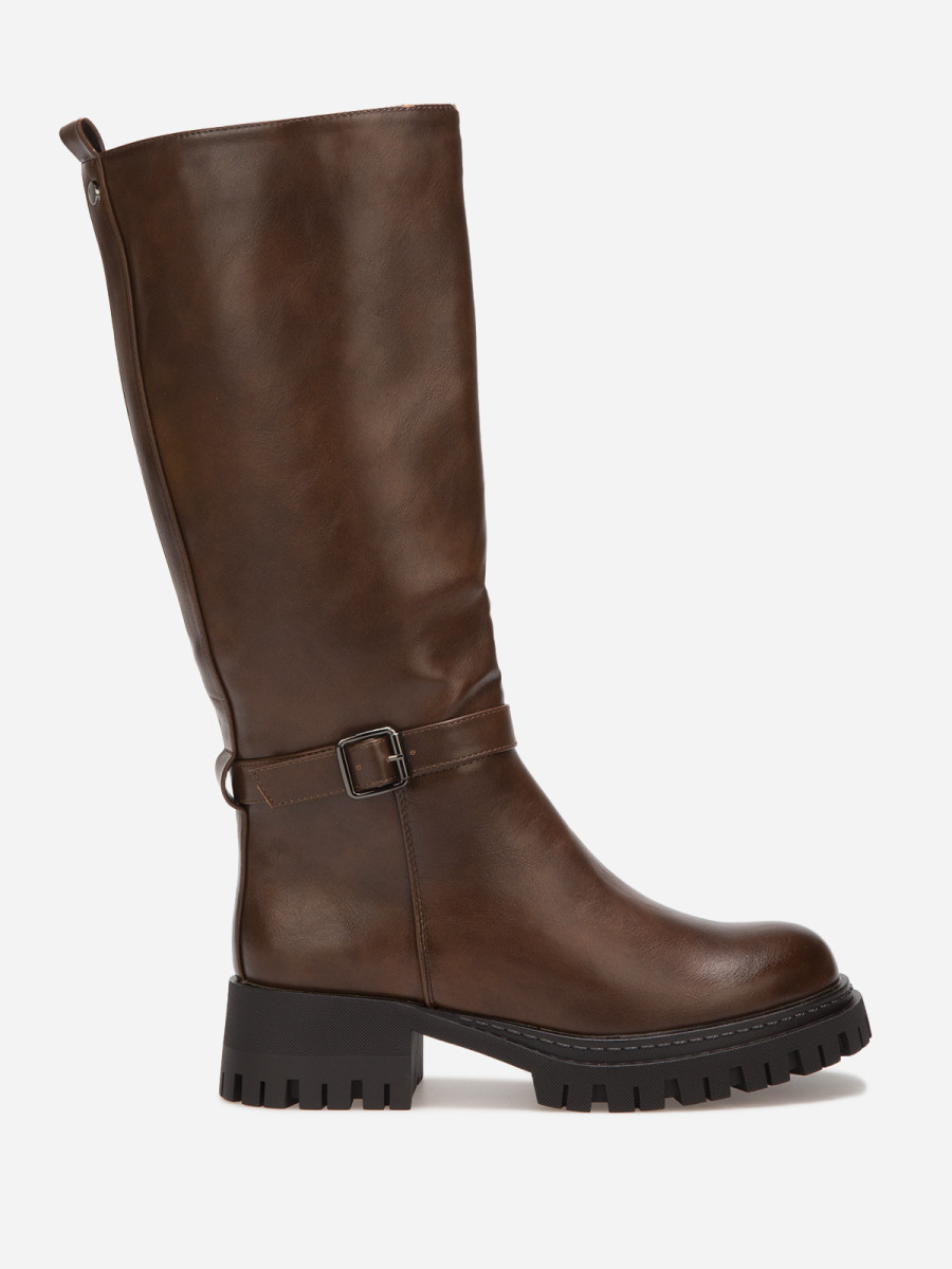 Bottes crantées marron avec bride à boucle