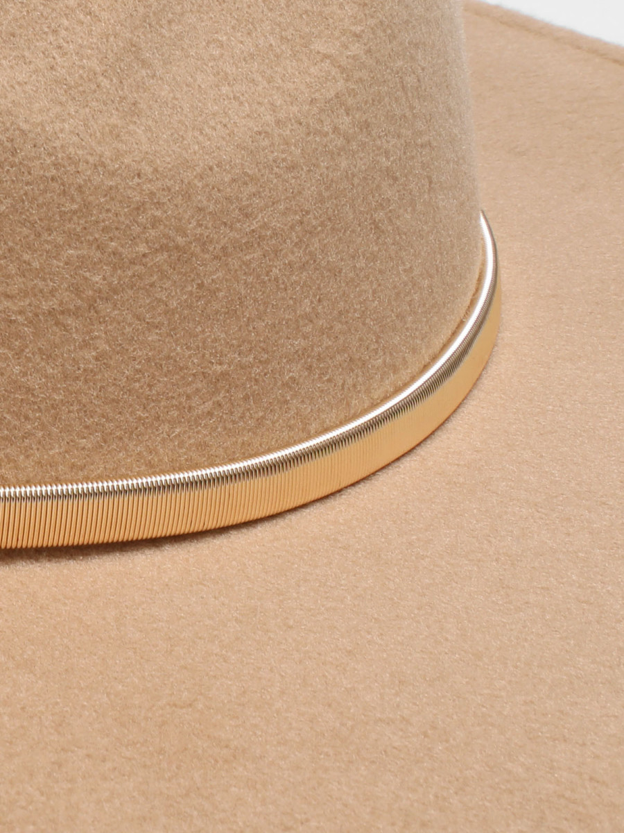 Chapeau Fedora D&Y Noir à Large Bord - Avec Chaîne Dorée Décorative, Taille Unique, 100% Polyester