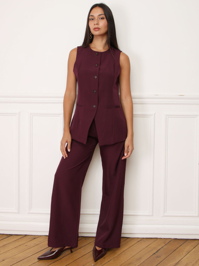 Pantalon de costume à pinces bordeaux
