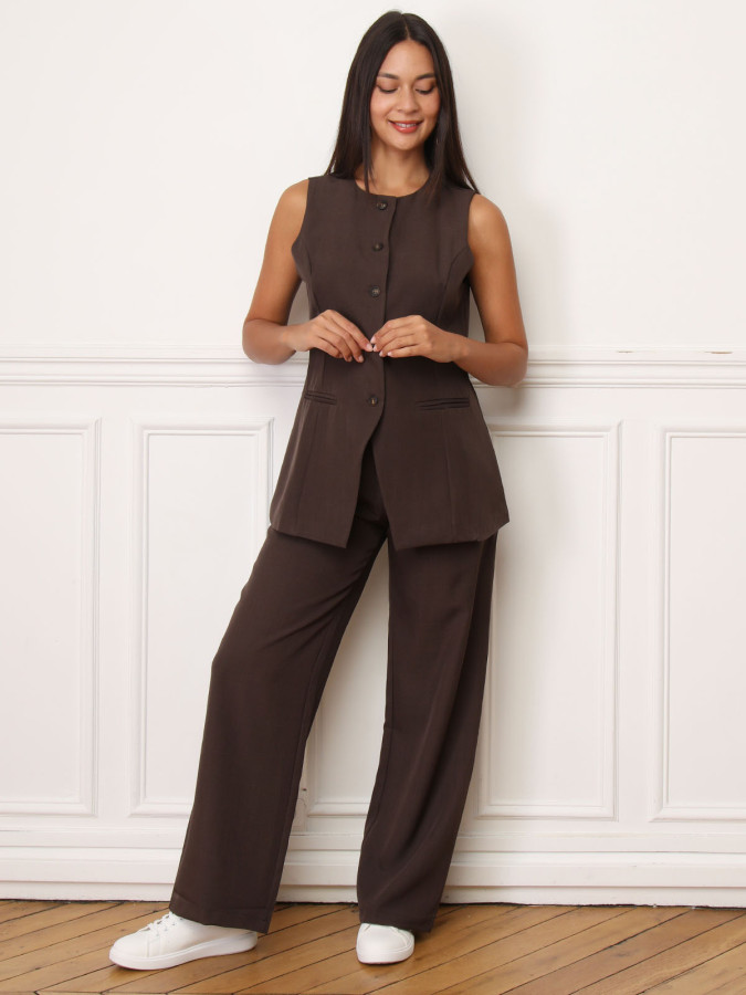 Pantalon de costume à pinces marron