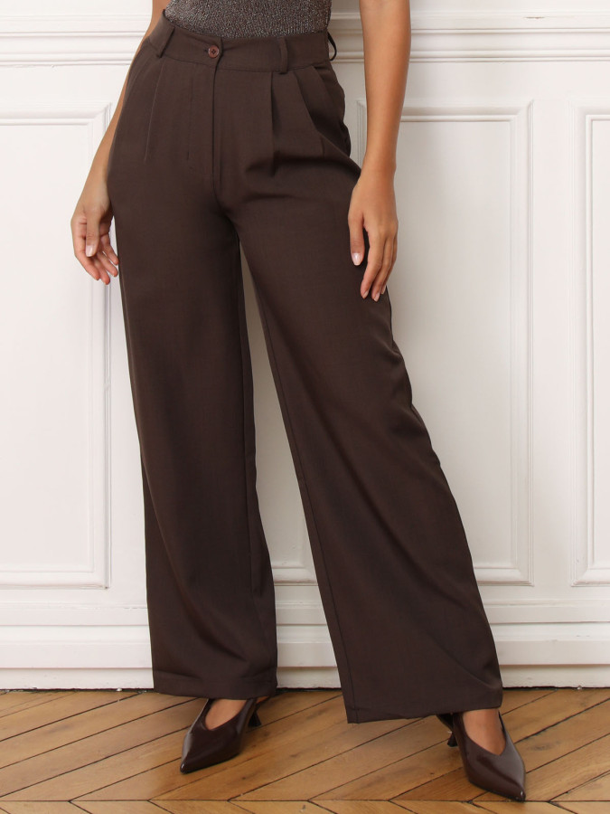 Pantalon de costume à pinces marron