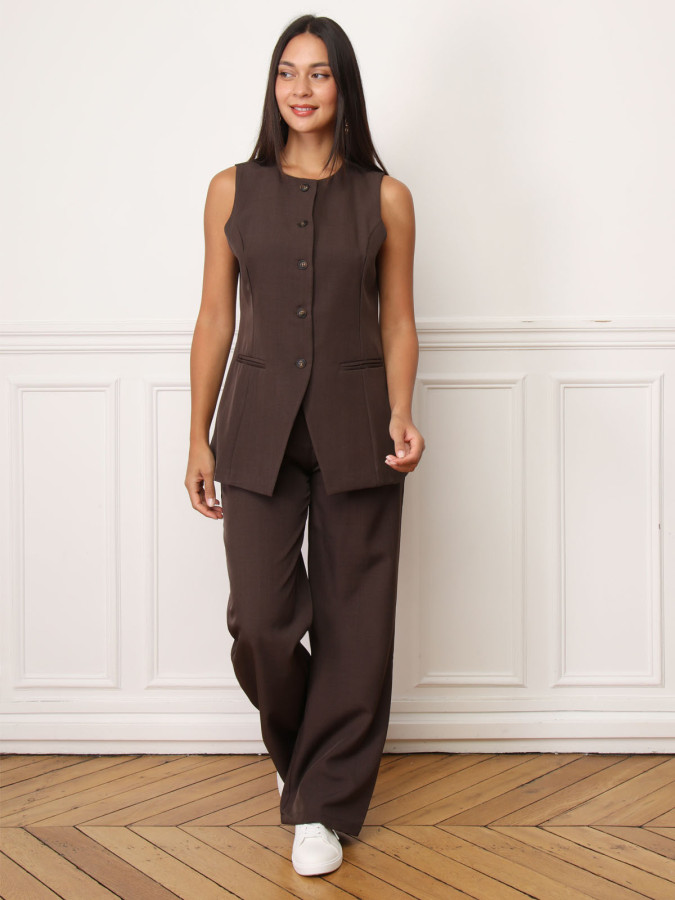 Pantalon de costume à pinces marron