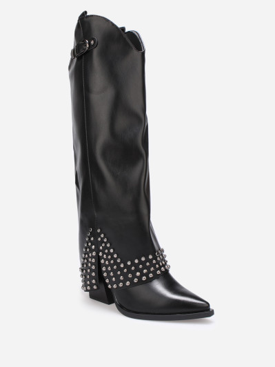 Bottes santiags noires guêtres à clous