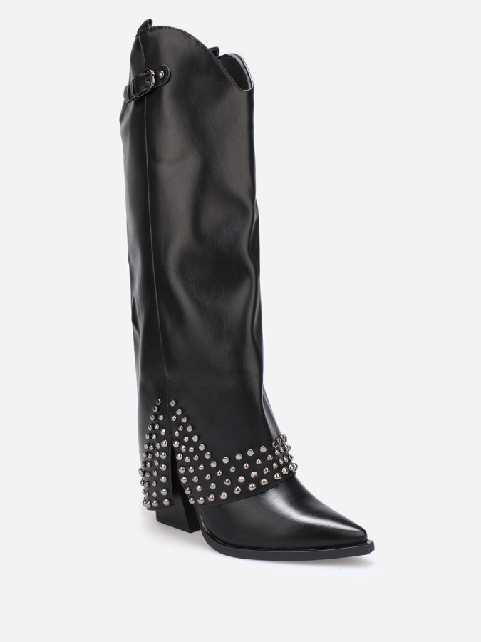 Bottes santiags noires guêtres à clous