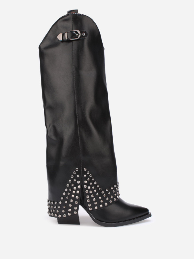 Bottes santiags noires guêtres à clous