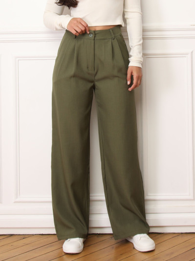 Pantalon de costume à pinces kaki