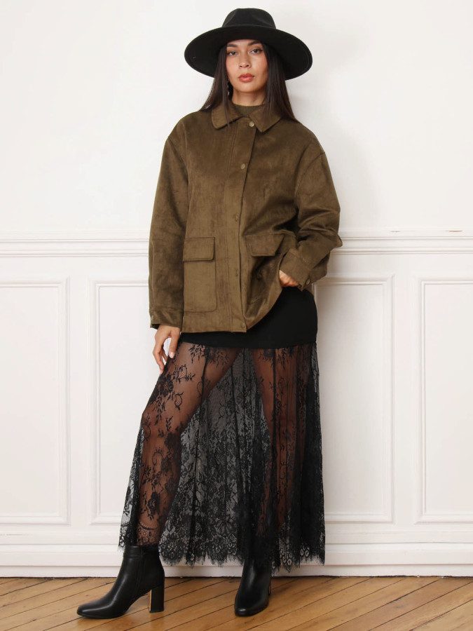 Veste suédine à poches