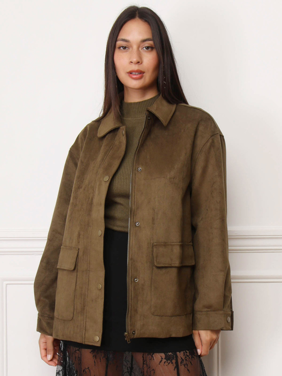 Veste suédine à poches
