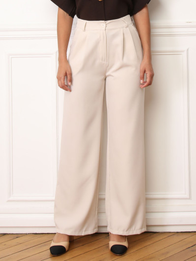 Pantalon de costume à pinces beige