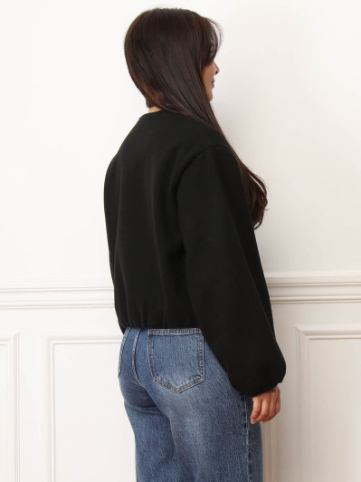 Veste bomber noire à fermeture zippée