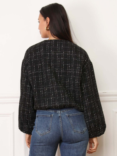 Veste bomber en tweed noir