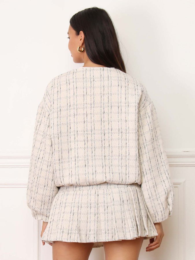 Veste bomber en tweed beige