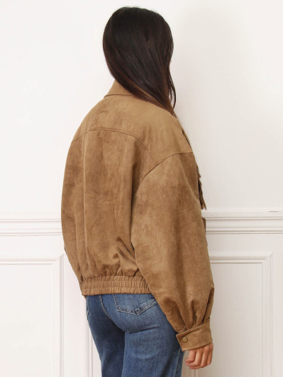 Blouson oversize en suédine et à poches
