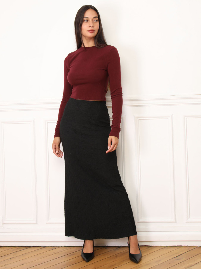 Jupe longue texturée noire