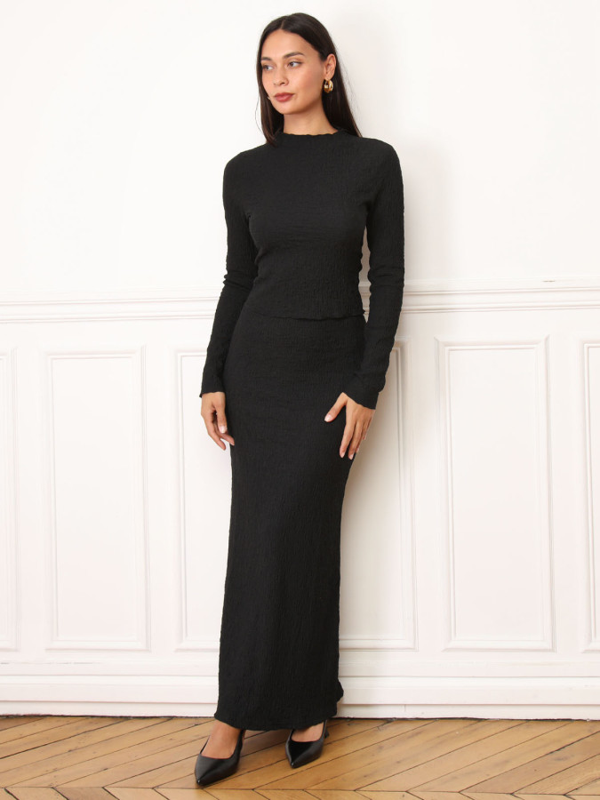 Jupe longue texturée noire