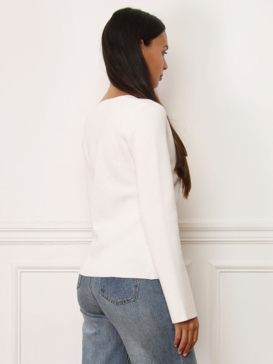 Top cache-coeur blanc à bouton doré