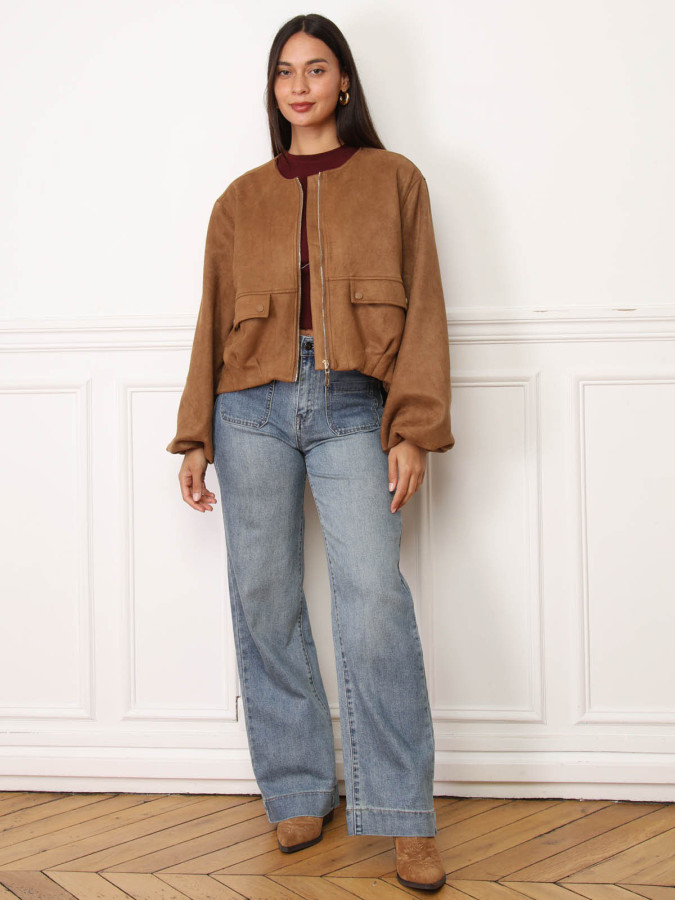 Veste style bomber en suédine