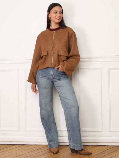 Veste style bomber en suédine