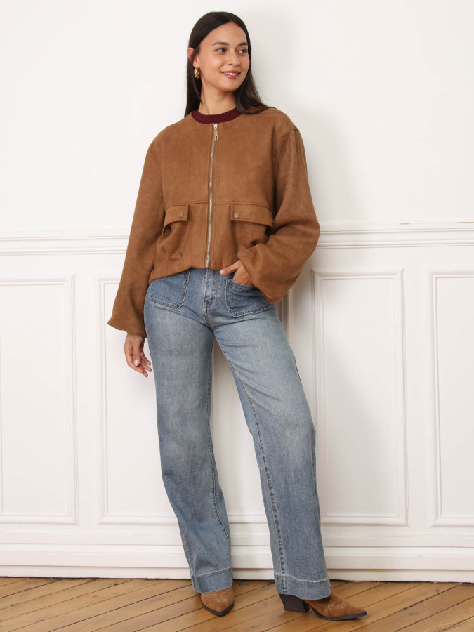 Veste style bomber en suédine