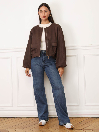 Veste style bomber en suédine