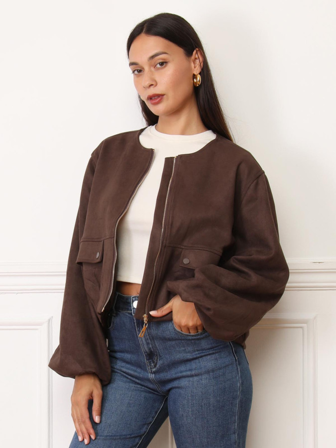 Veste style bomber en suédine