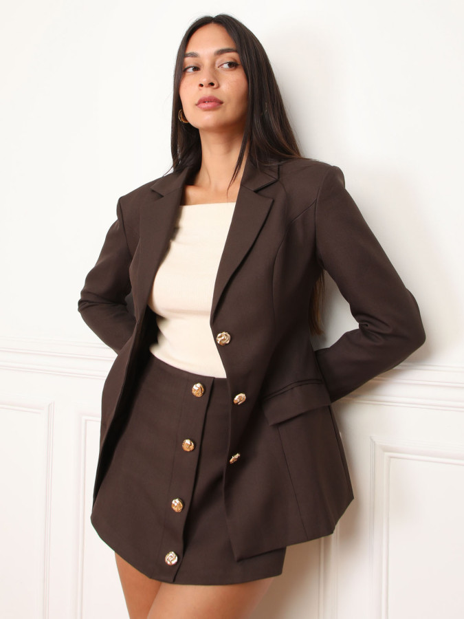 Jupe-Short de tailleur à boutons dorés