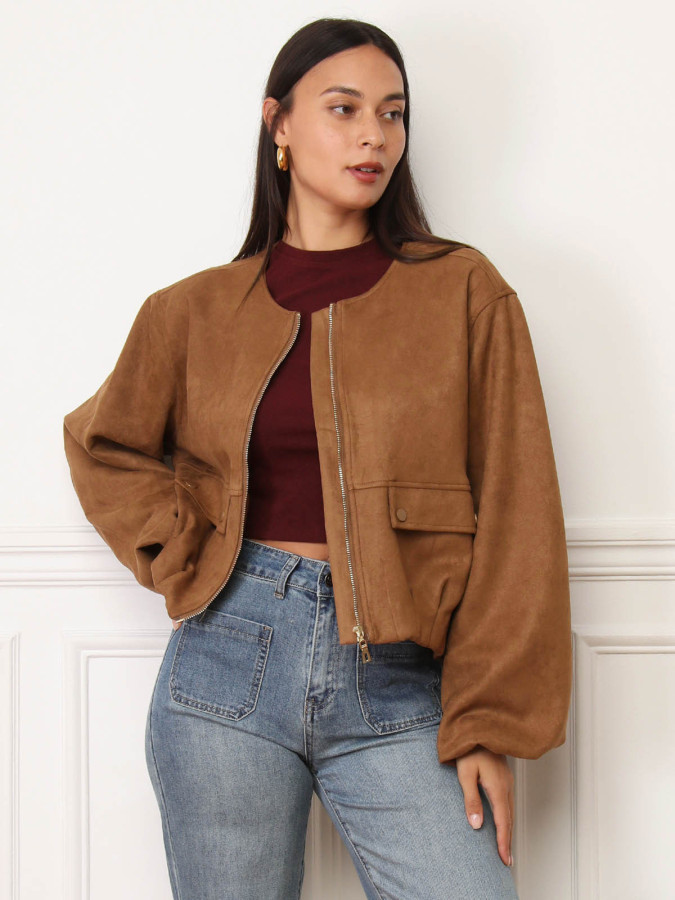 Veste style bomber en suédine