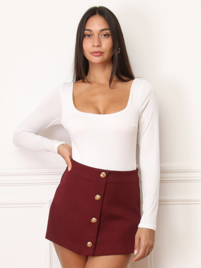 Body manches longues à col carré