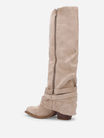 Bottes western à fourreau souple avec sangles couleur taupe