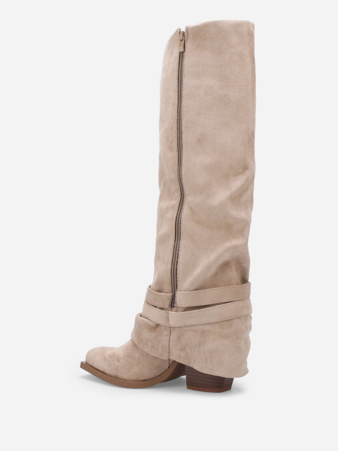 Bottes western à fourreau souple avec sangles couleur taupe