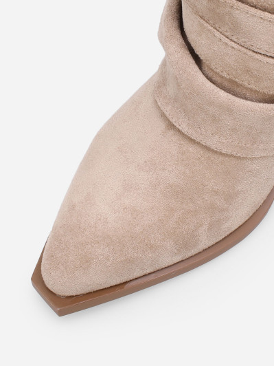 Bottes western à fourreau souple avec sangles couleur taupe