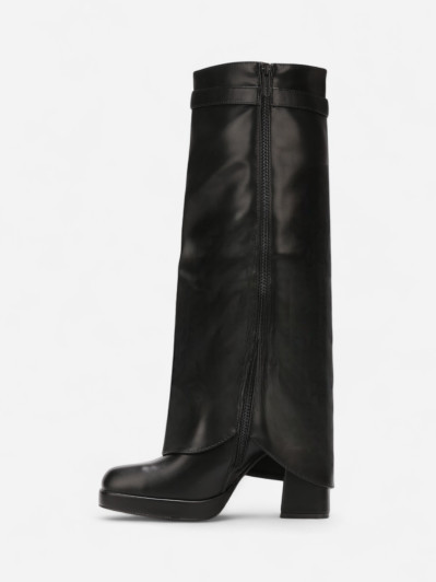 Bottes hautes noires à fourreau et plateforme
