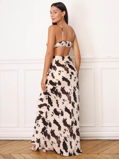 Robe satinée à imprimé animal