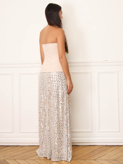 Robe bustier avec jupon en sequins