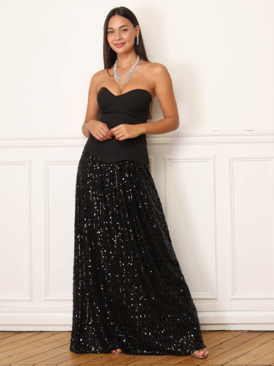 Robe bustier avec jupon en sequins