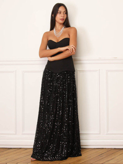 Robe bustier avec jupon en sequins