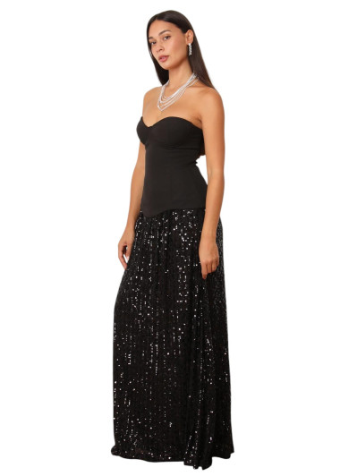 Robe bustier avec jupon en sequins