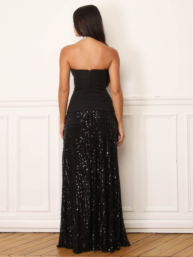 Robe bustier avec jupon en sequins