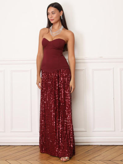 Robe bustier avec jupon en sequins