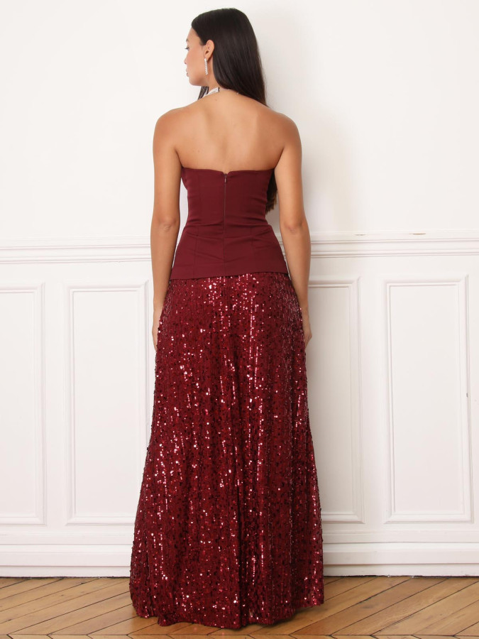 Robe bustier avec jupon en sequins